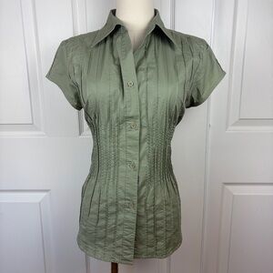 Vintage love potion Green Short-Sleeve Button Front Shirt